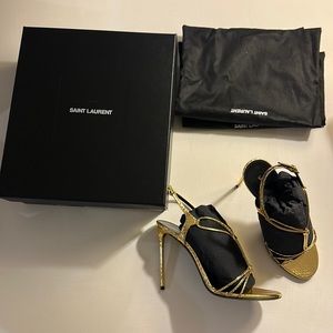 Saint Laurent Snakeskin Gold Sandals
